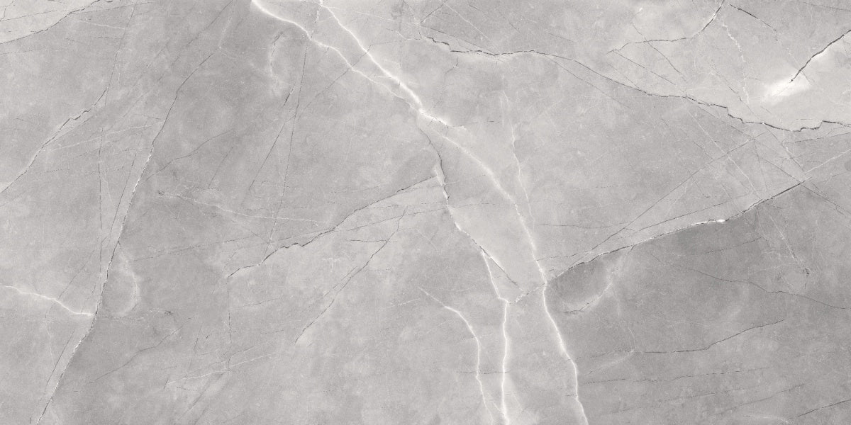Savino Grey glossy rectified porcelain wall and floor tiles for seamless luxury flooring