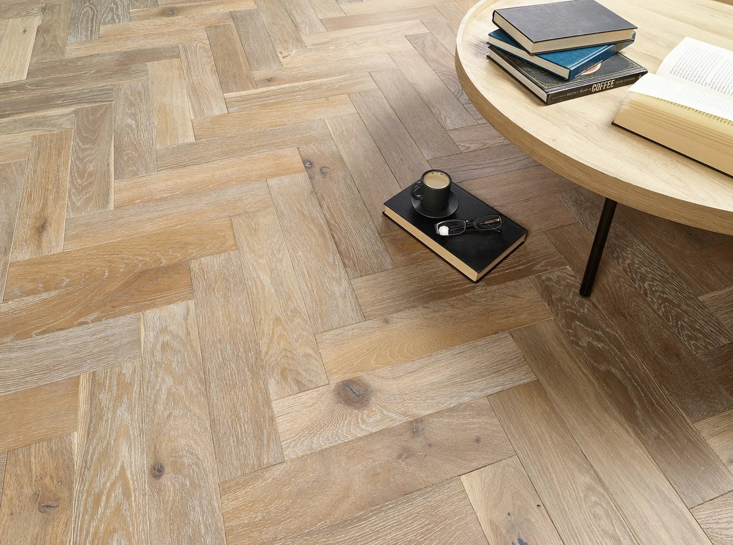 Smoked grey brushed and oiled engineered wood panel flooring, Porcelain Wall And Floor Tiles inspired look