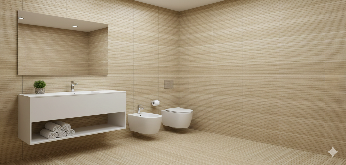 Textured Wood Effect Porcelain Wall And Floor Tiles with warm tones, ideal for kitchens, bathrooms, and living areas.