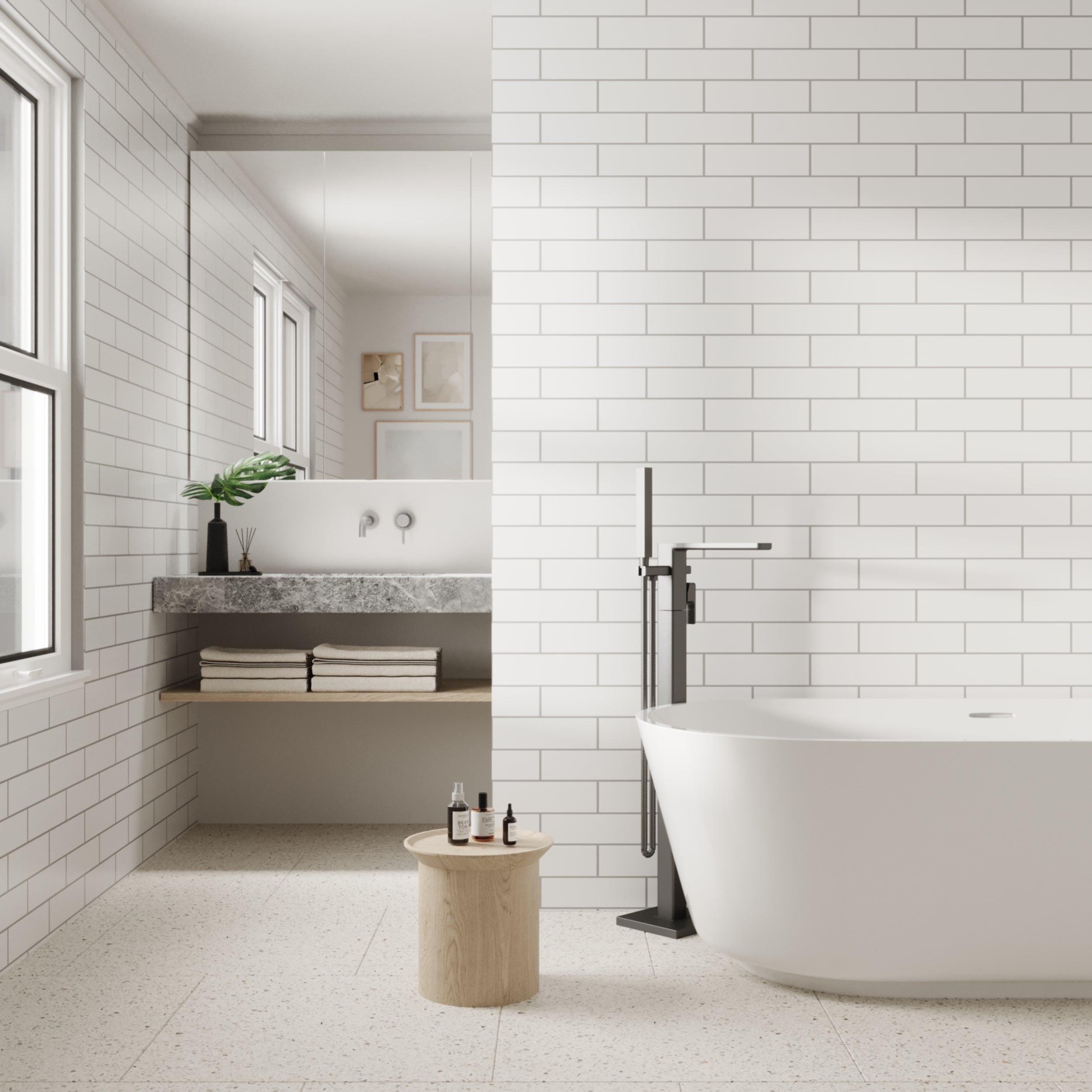 White London sleek metro Bathroom wall panels with glossy waterproof finish.