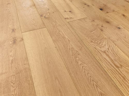 Wide plank 240mm natural oak flooring, PEFC-certified, durable and stable for residential and commercial spaces