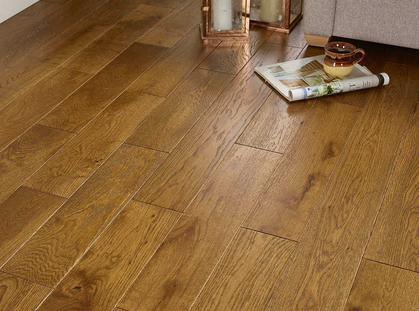Wheat Brushed & Lacquered Engineered Wood Flooring