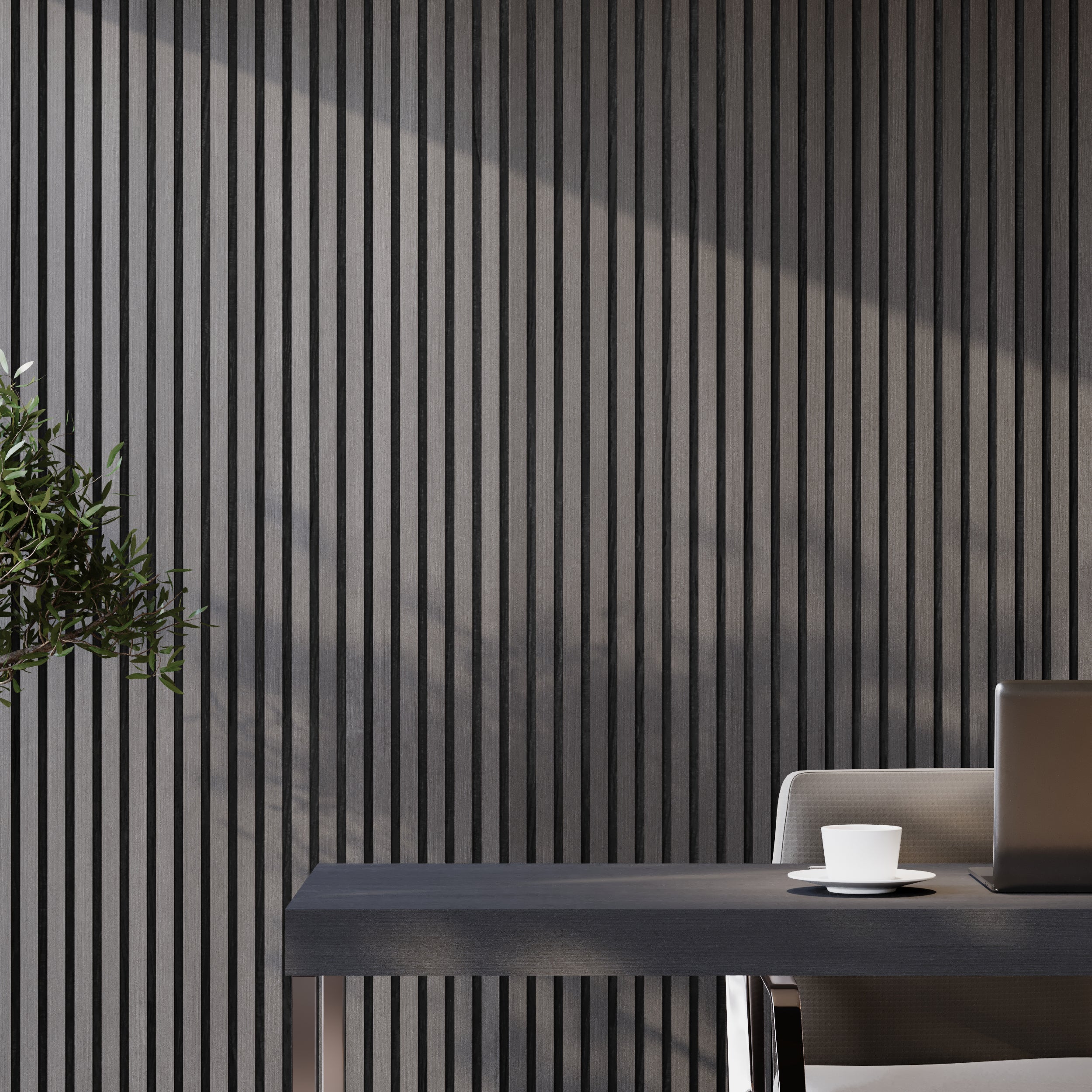 Acoustic Panel Dark Smoke Walnut - Decorative Sound Proof Panels