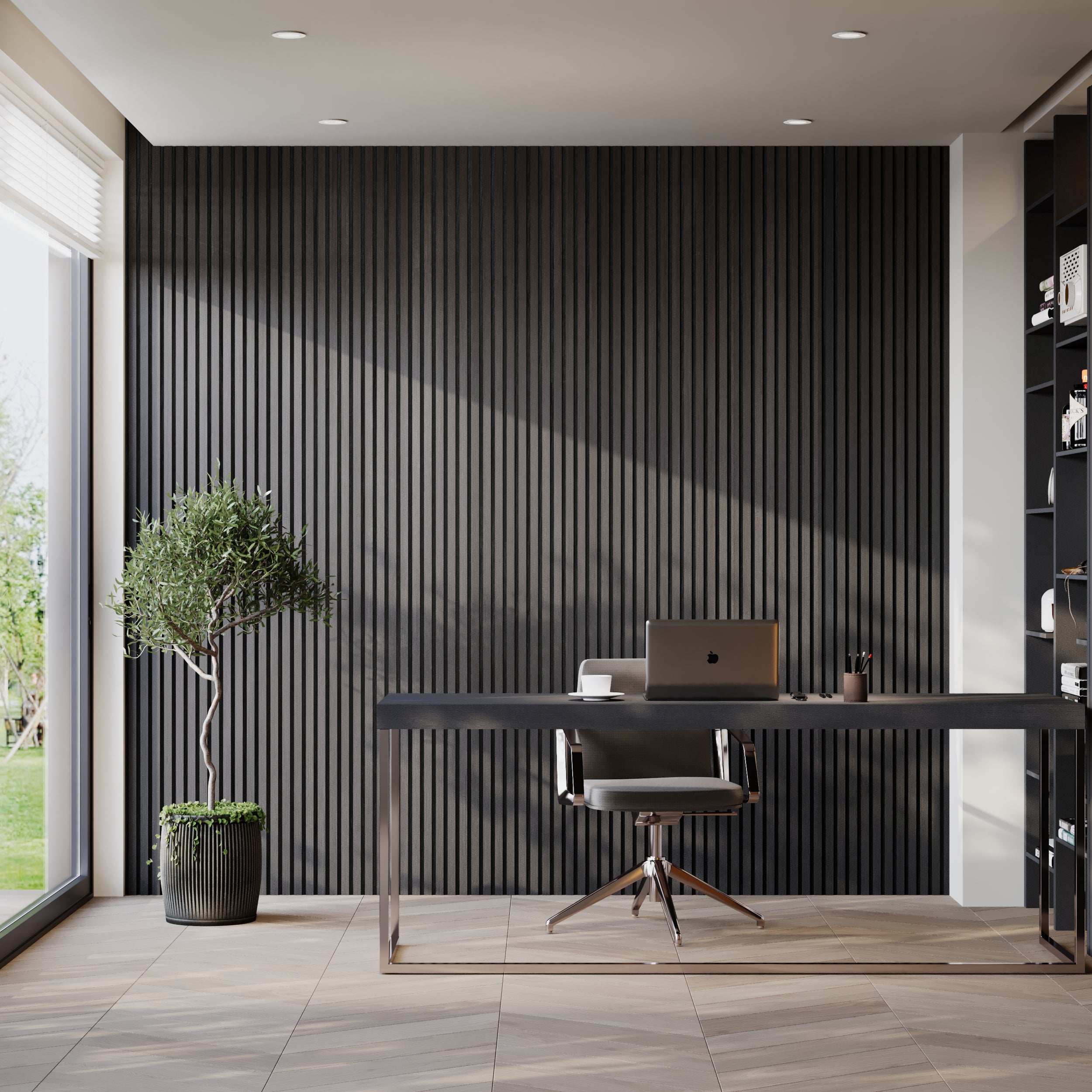 Acoustic Panel Dark Smoke Walnut - Decorative Sound Proof Panels
