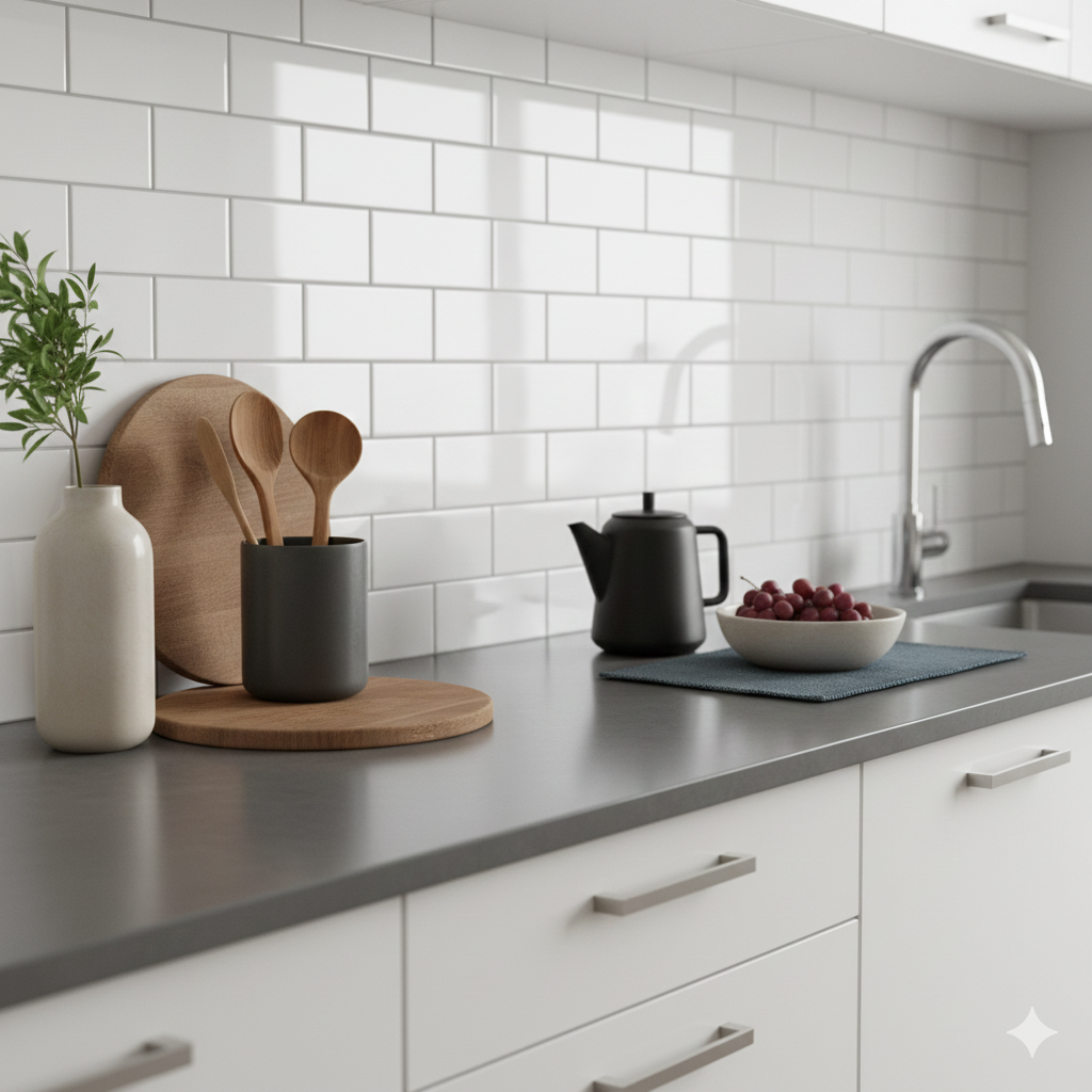 Biselado White Gloss Bevelled Ceramic Wall Tiles