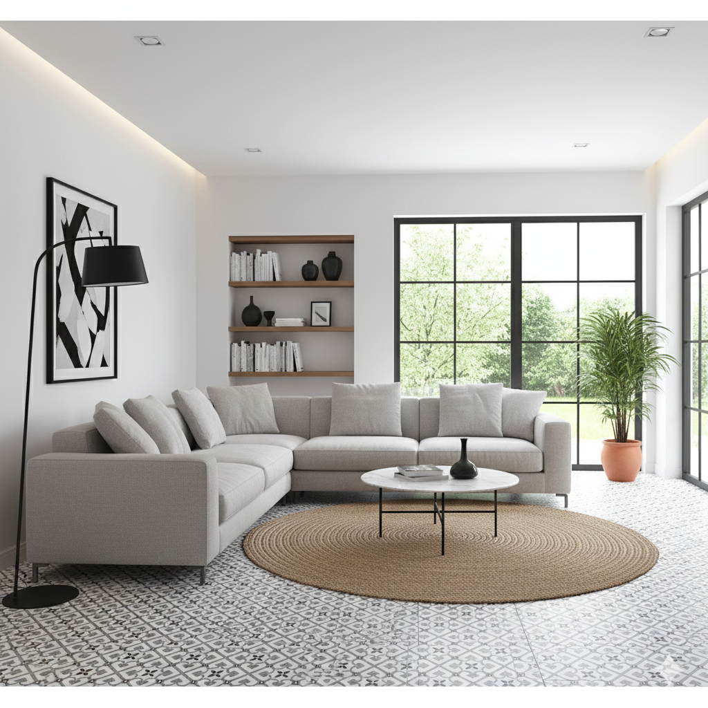 Odyssey Pattern Ceramic Black Matt Floor Tiles