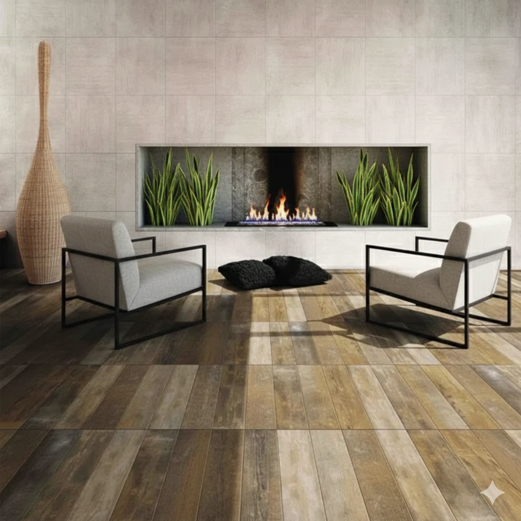 Vintage Rustic Brown Porcelain Wood Tiles