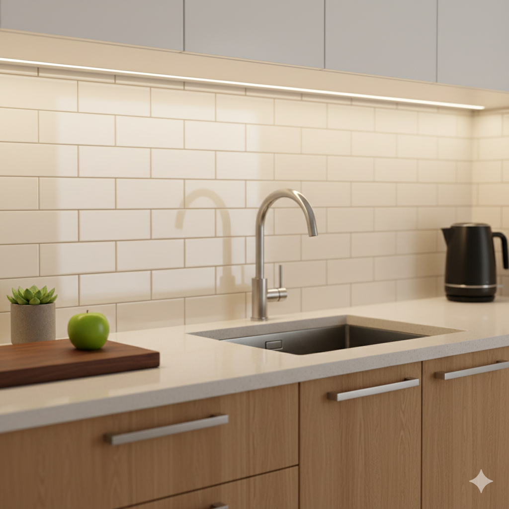 Metrotile Crema Gloss Bevelled Ceramic Tiles