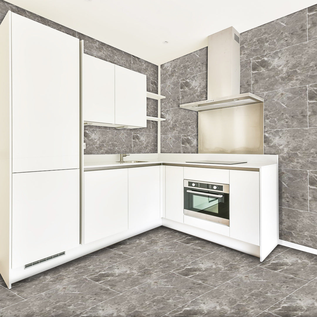 Anfisa Grey Porcelain Wall And Floor Tiles with glossy finish and modern design.
