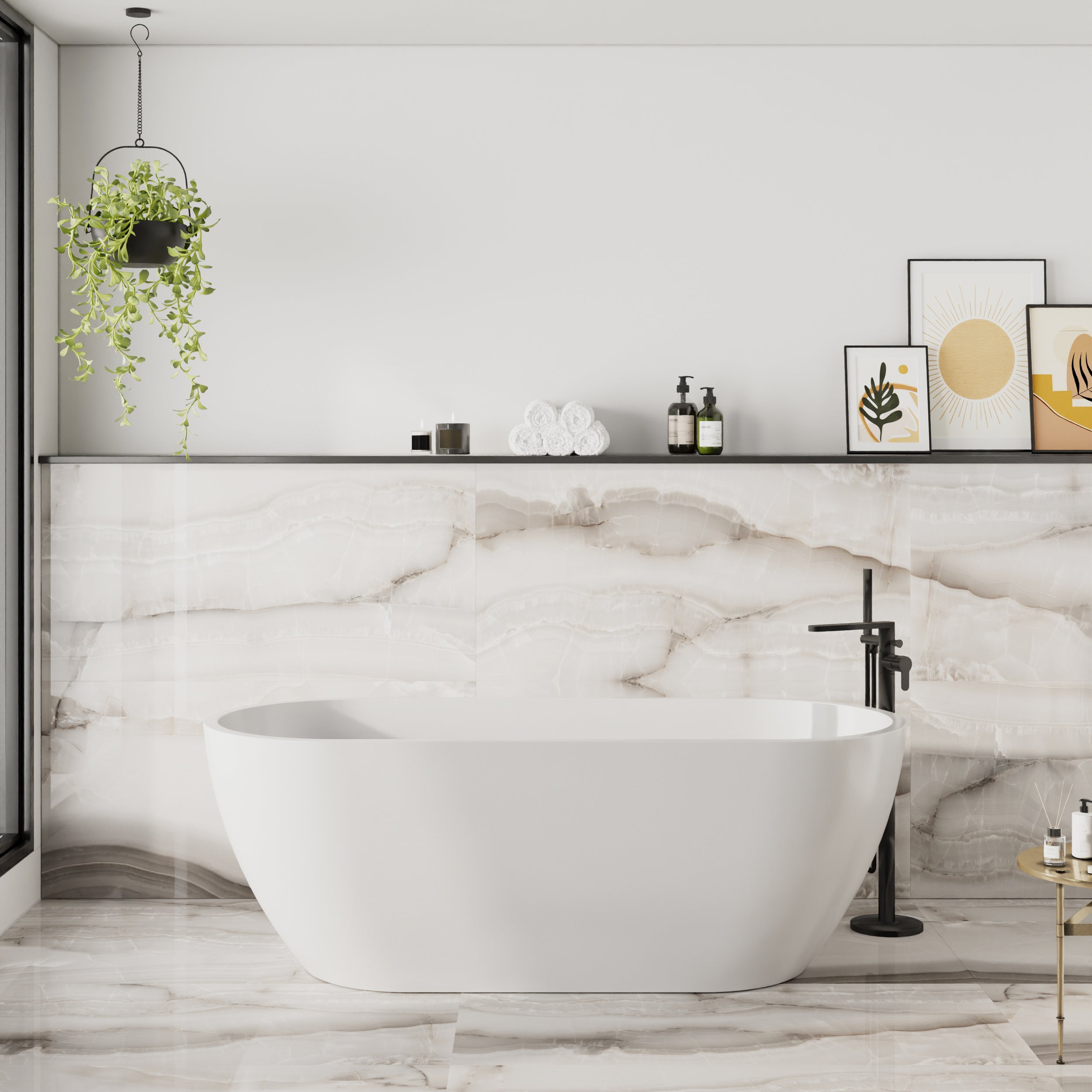 Glossy beige and brown Porcelain Wall And Floor Tiles with natural onyx style veining