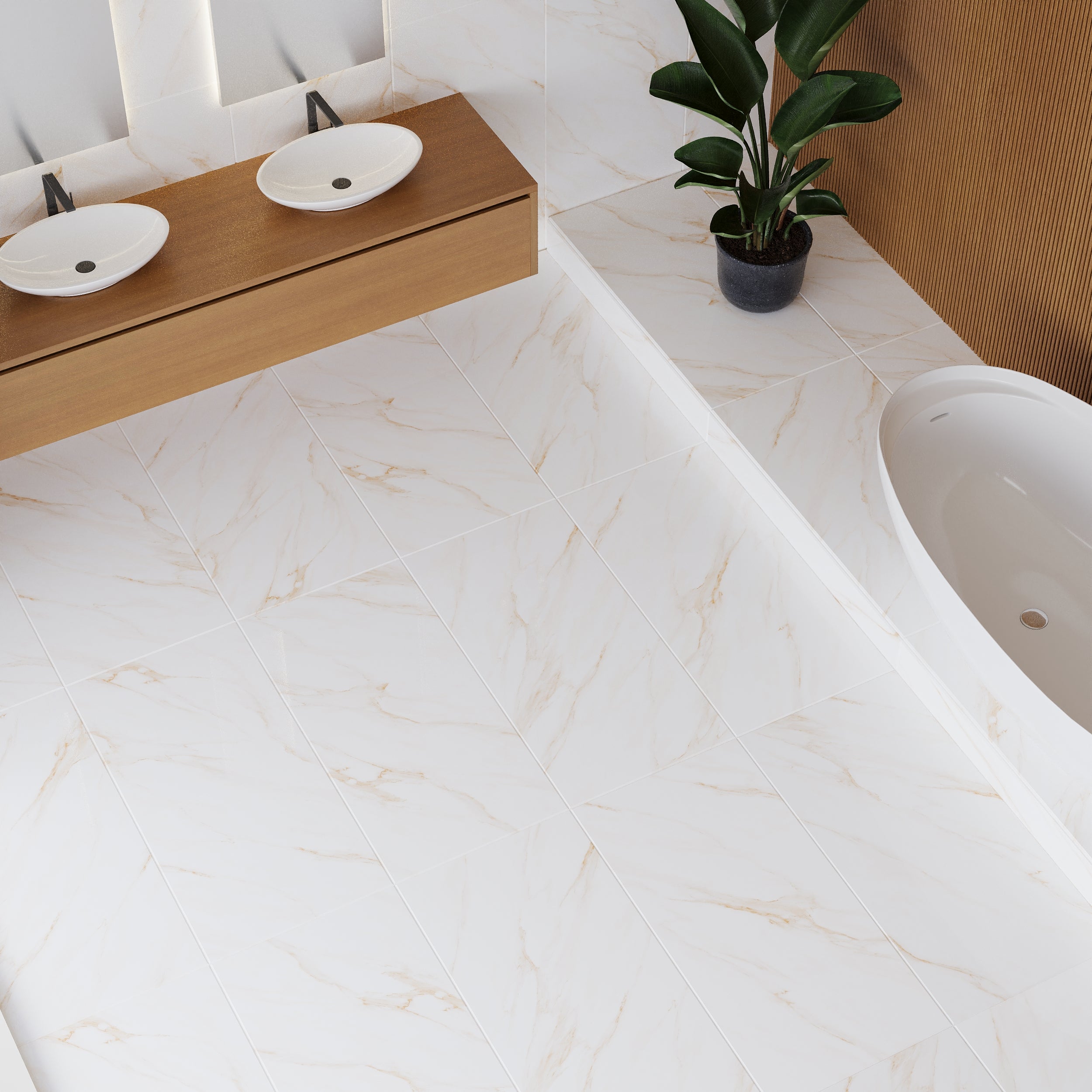 Polished Belinda Beige Porcelain Tiles reflecting light for brighter, elegant, and upscale interiors.