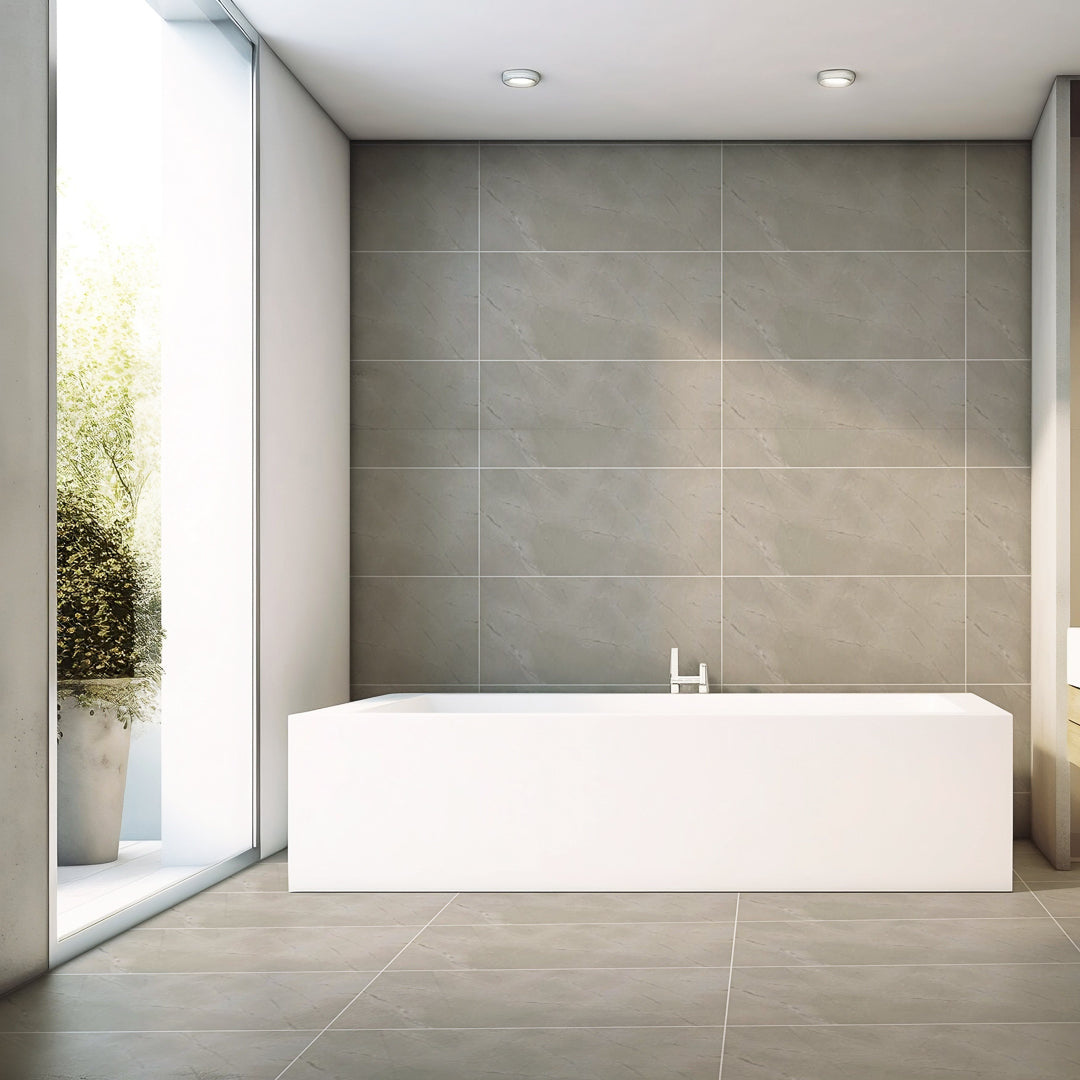 Burberry mid grey matte finish porcelain wall tiles for modern and elegant interiors.
