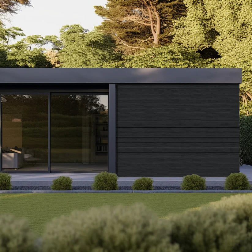 backyard view of a home with charcoalcladding