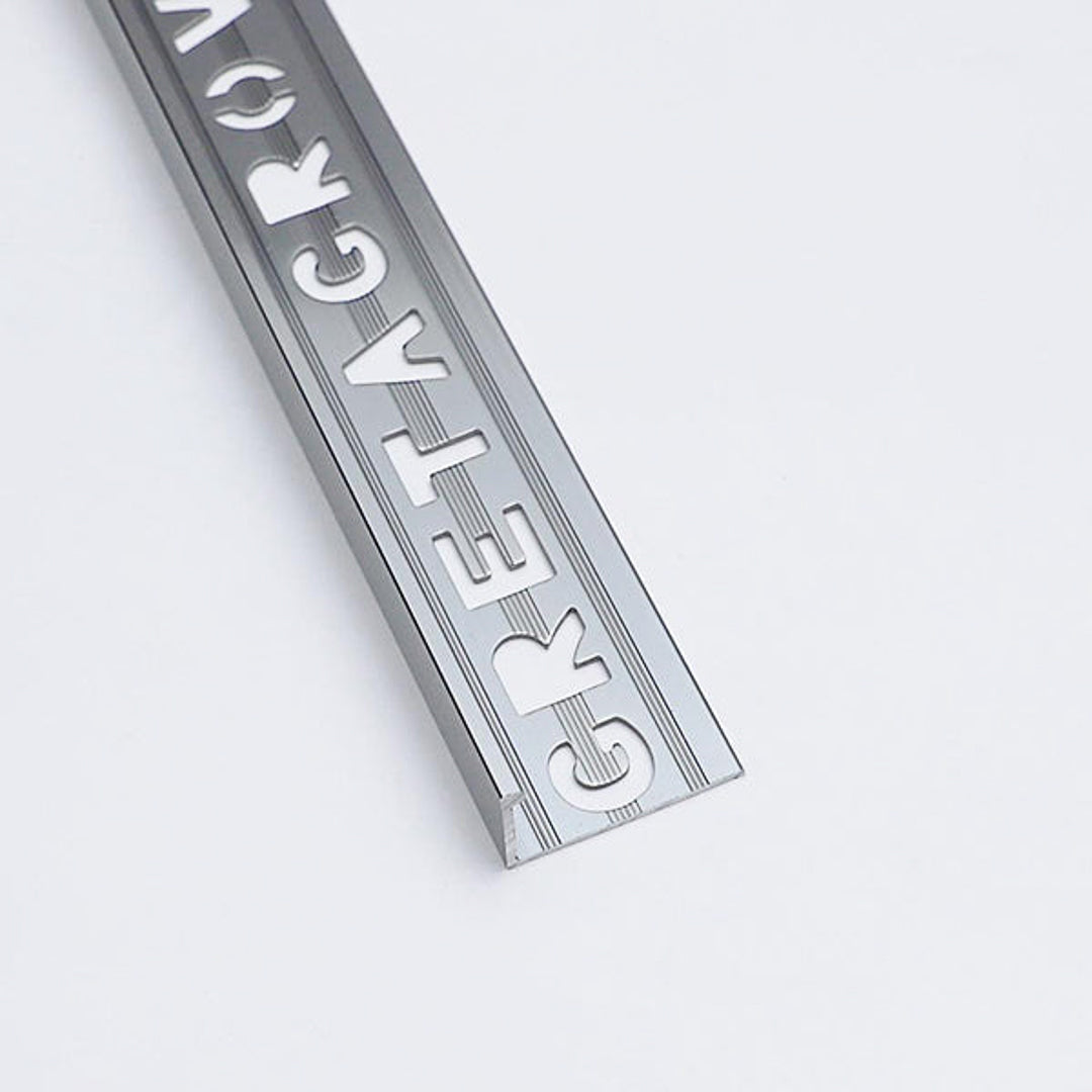 Chrome L shape aluminium wall profile for sleek and durable tile trims.
