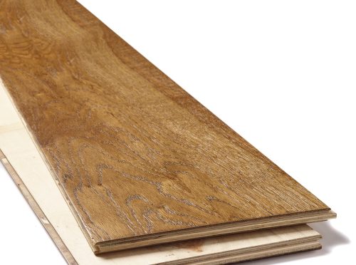 Durable cognac brushed engineered wood flooring with lacquer finish, Porcelain Wall And Floor Tiles look