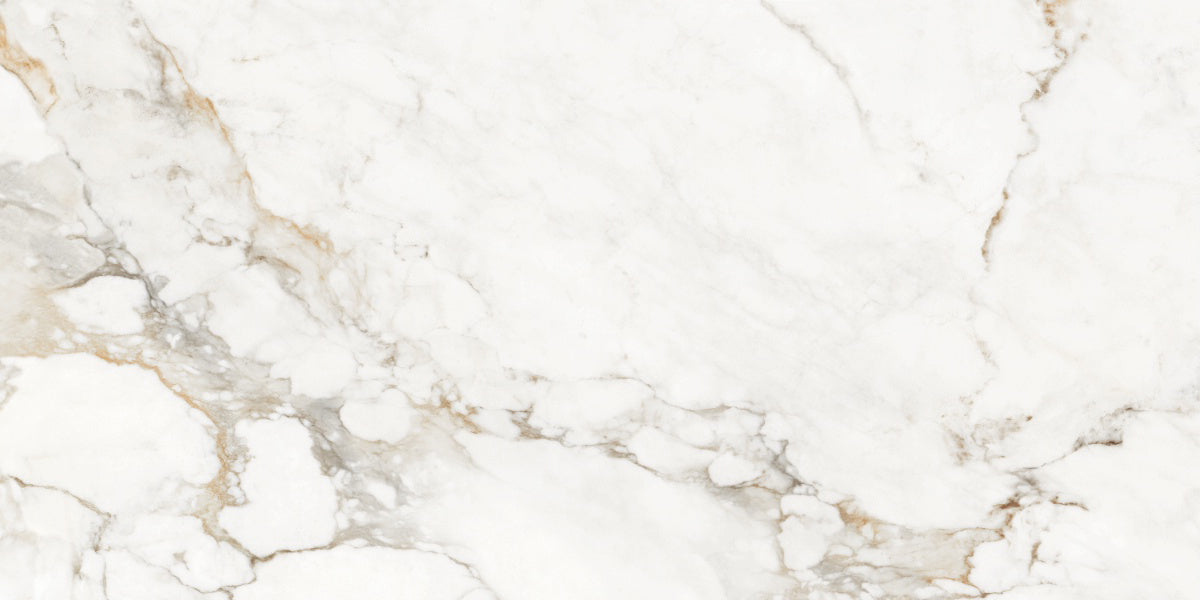 Designer porcelain wall and floor tiles with glossy marble effect for luxury renovations