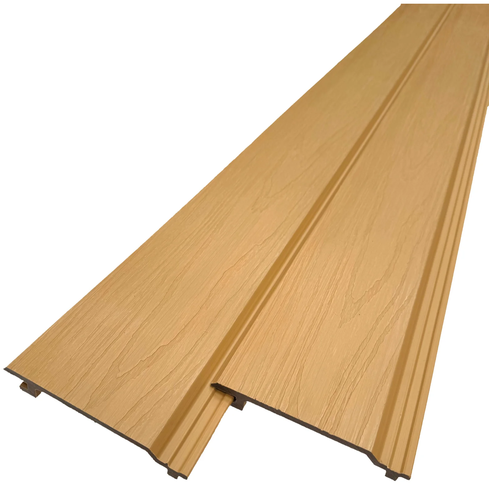 Exterior Wall Cladding with realistic teak texture, easy-to-install panels for balconies and gardens.