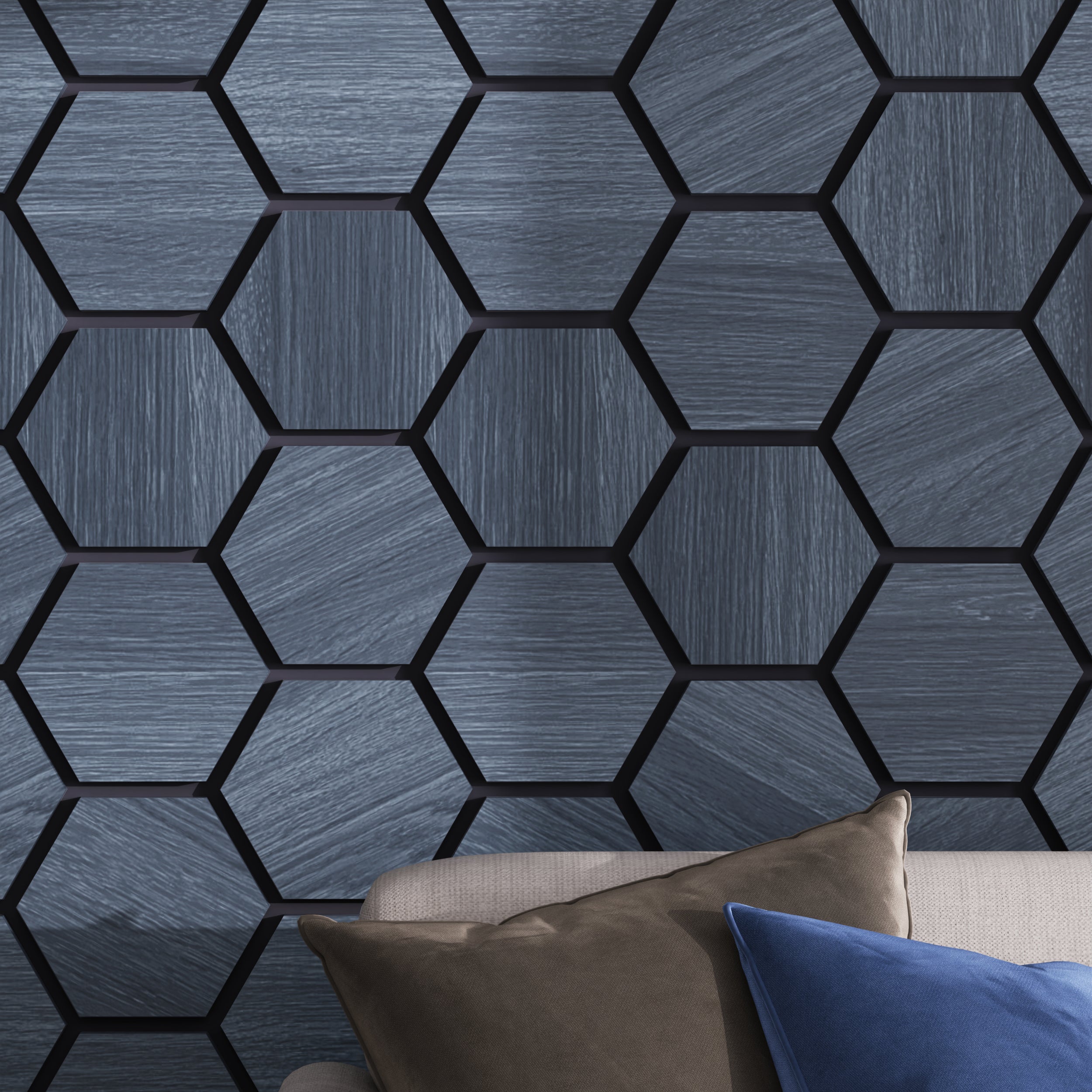Premium felt hexagon wood panels for home, studio, and office soundproofing.