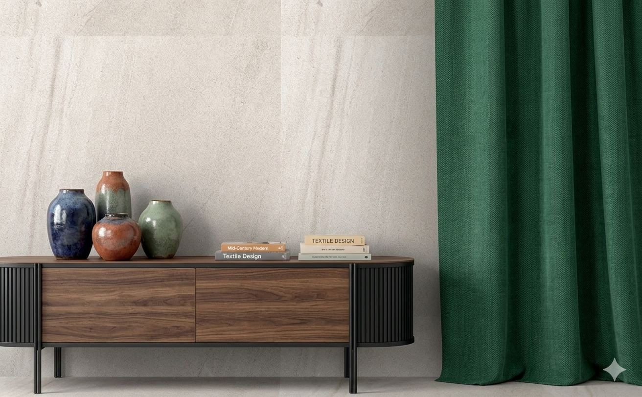 Fog Crema porcelain wall and floor tiles with a soft cream marble look for elegant interiors.