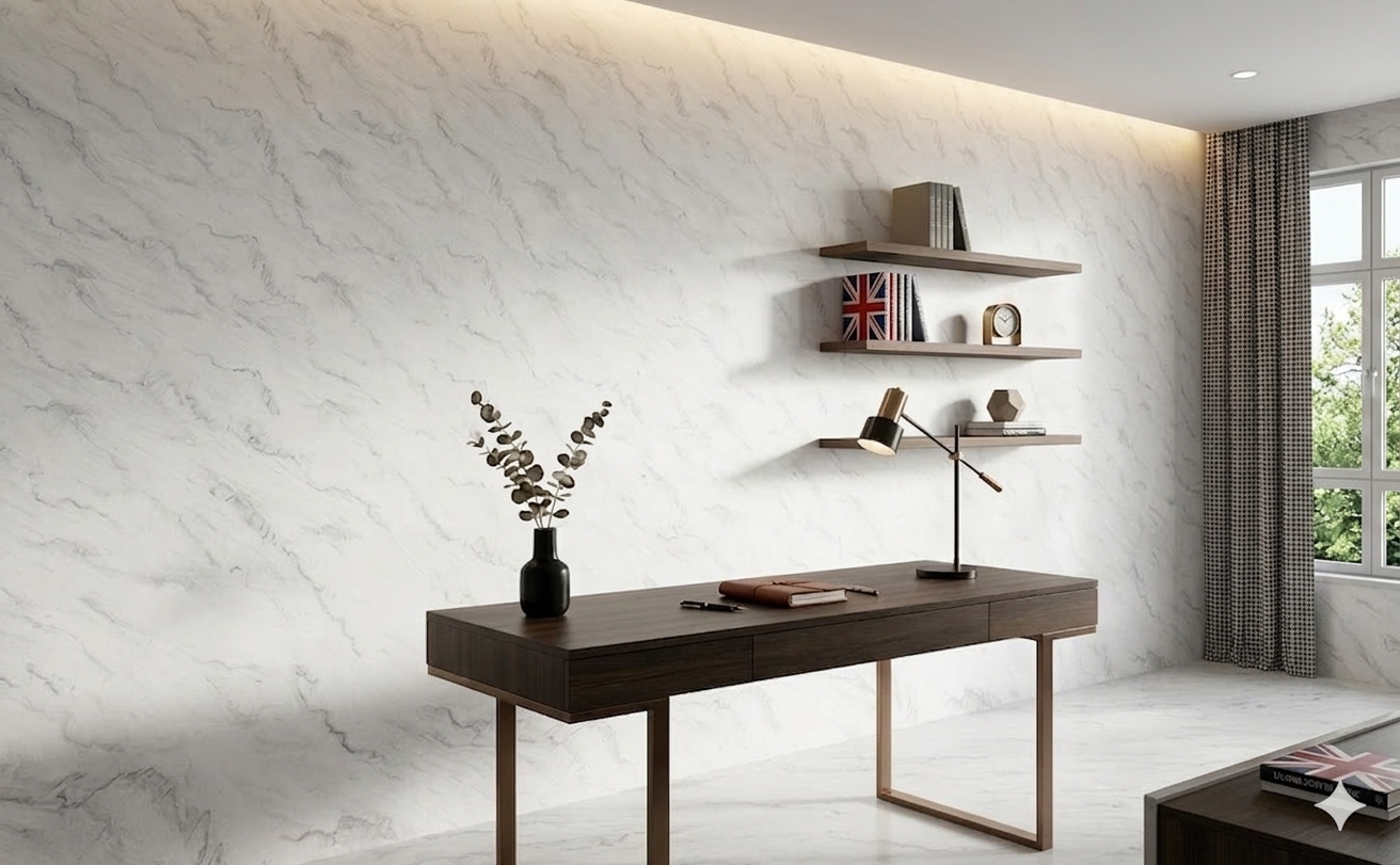Fusion Girgio glossy white Porcelain wall and floor tiles with elegant marble-inspired design
