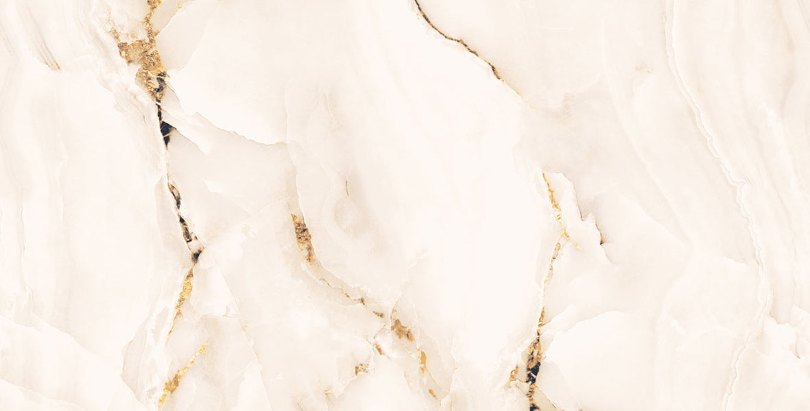 Glossy porcelain wall and floor tiles with marble effect design ideal for modern living room and hallway spaces