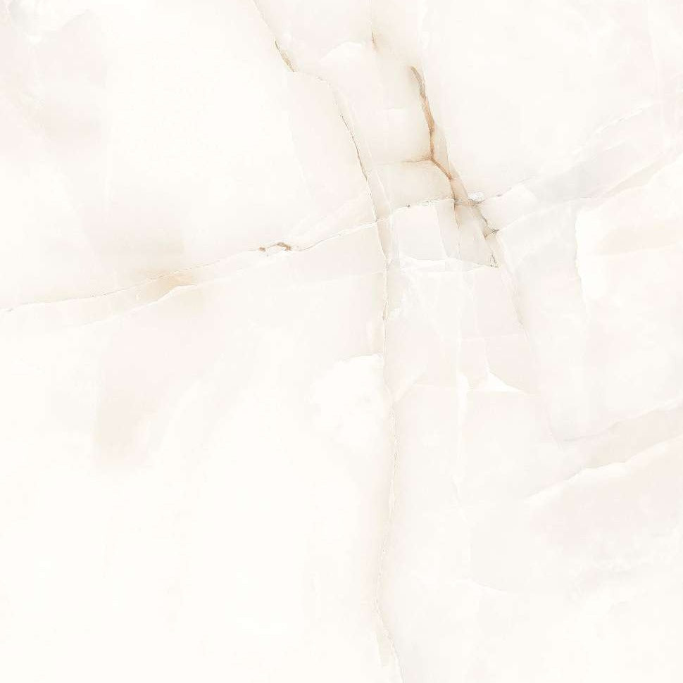 Glossy white Onyx Marble Effect Porcelain Wall And Floor Tiles for bright kitchens and bathrooms.