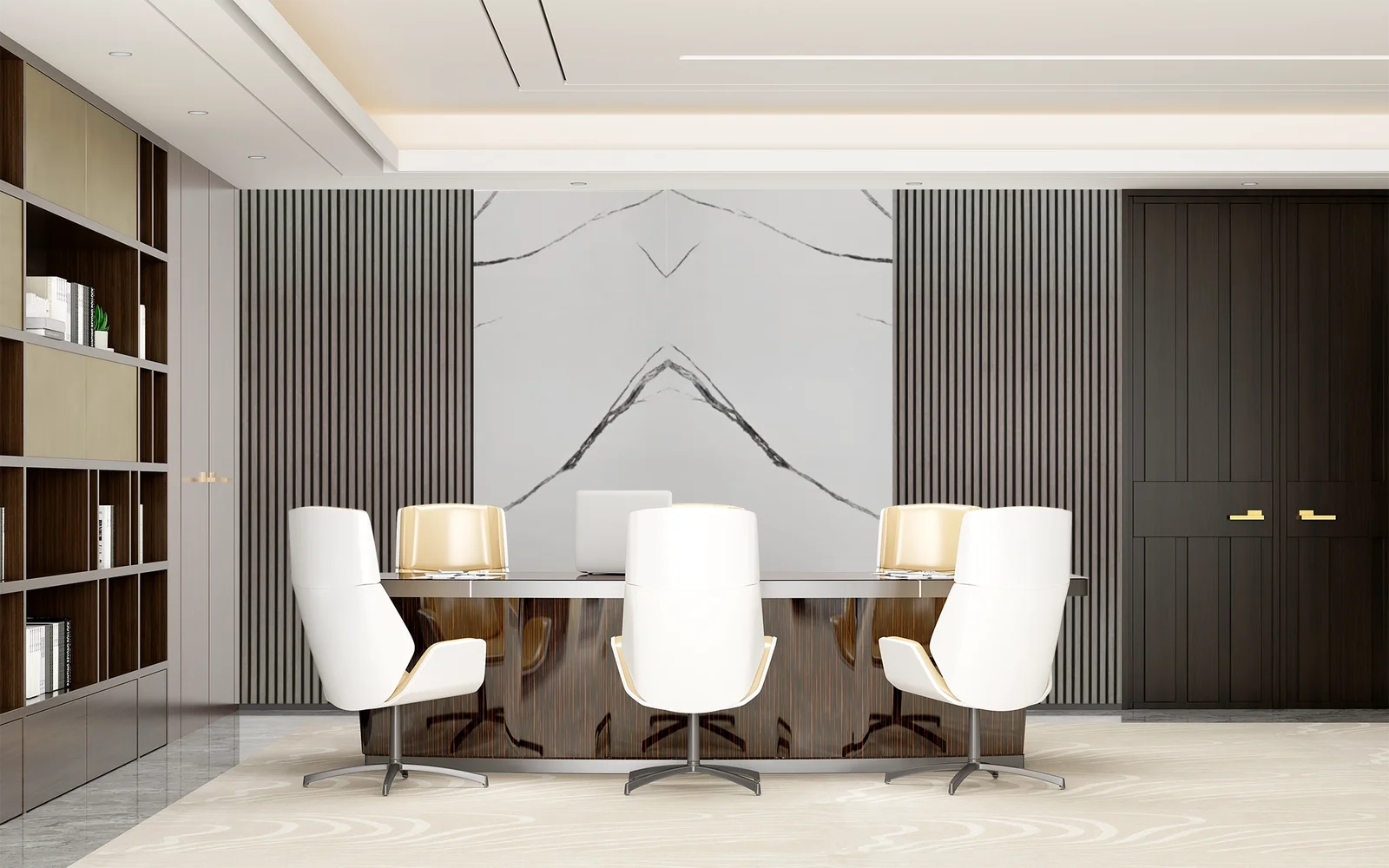 Grey oak wooden slat acoustic wall panel for stylish soundproof panels in homes and offices.