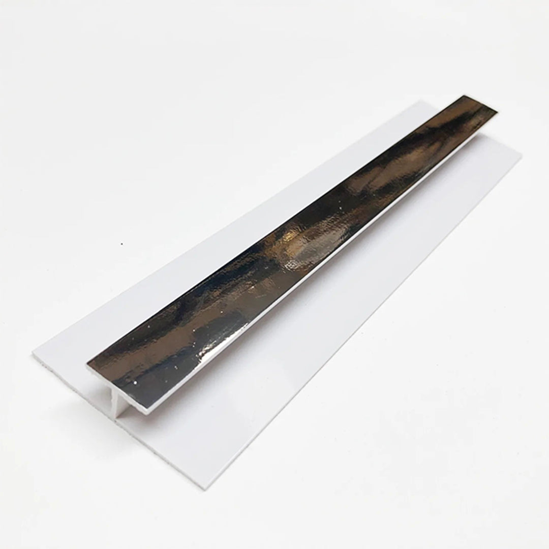 H Join Chrome 8mm Tile Trims for seamless tile and panel transitions.