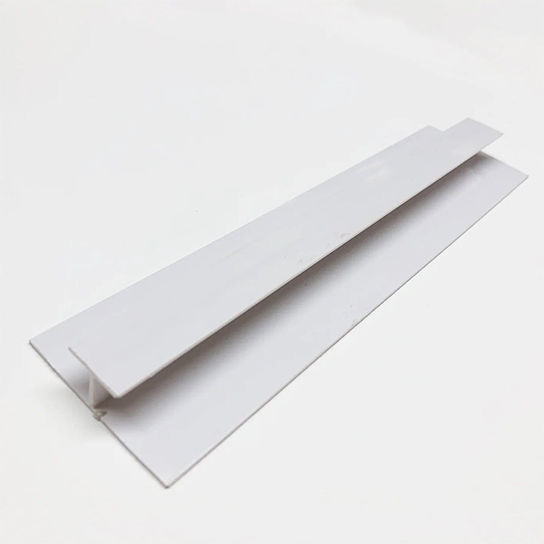 H Join white 8mm Wall Panel Tile Trims for seamless panel connections.