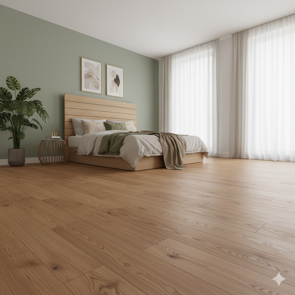 High Quality Laminate Flooring with Madrid oak effect, AC5 waterproof design for modern interiors.