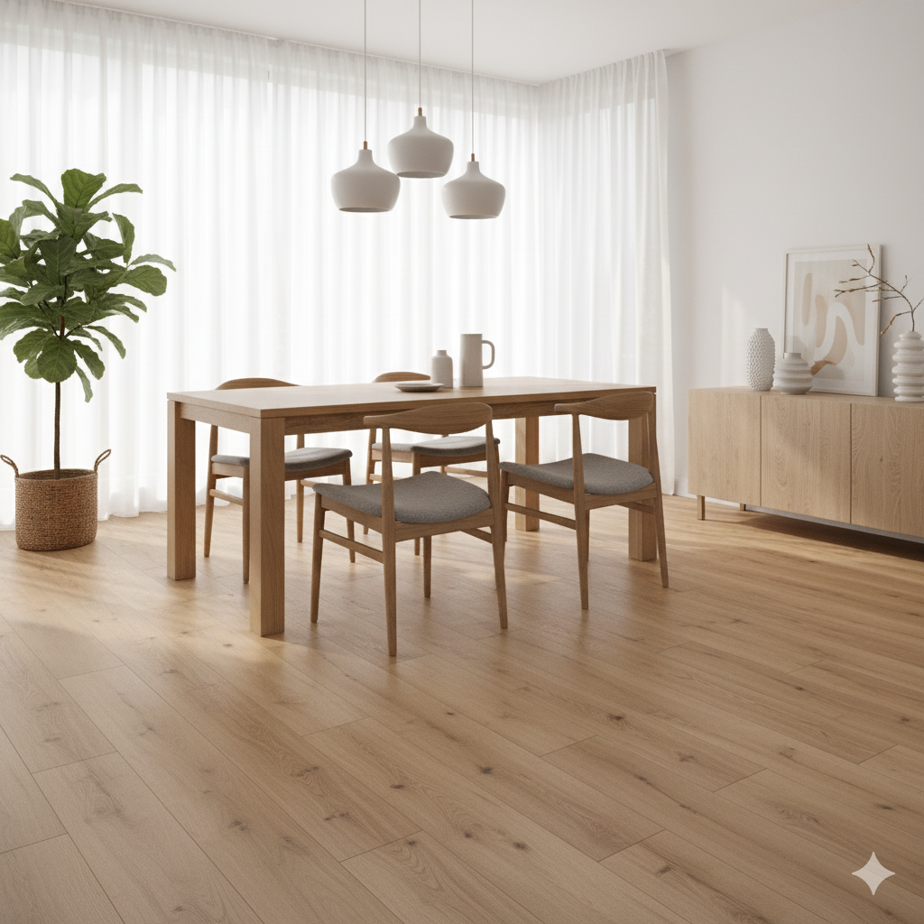High Quality Laminate Flooring with Murcia oak effect, water resistant design for modern homes.