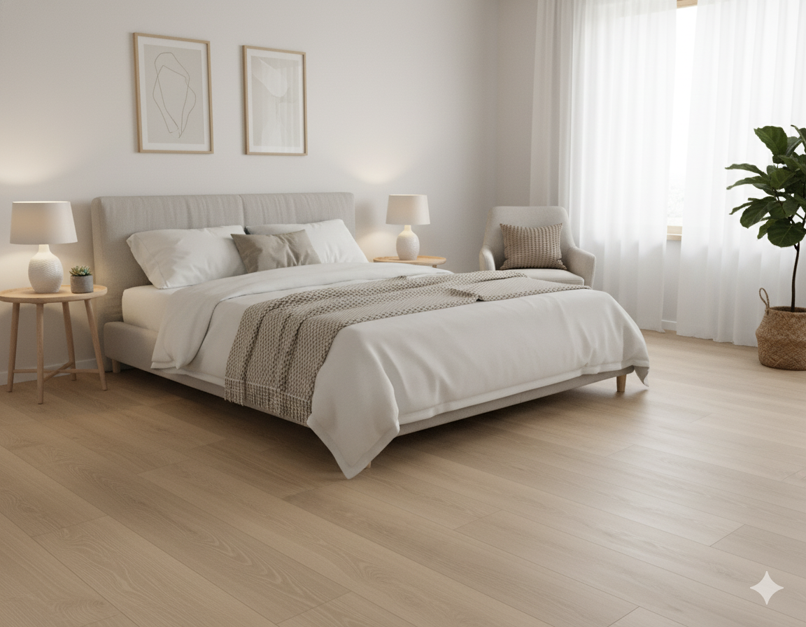 High Quality Laminate Flooring featuring warm oak tones, Murcia laminate for stylish interiors.