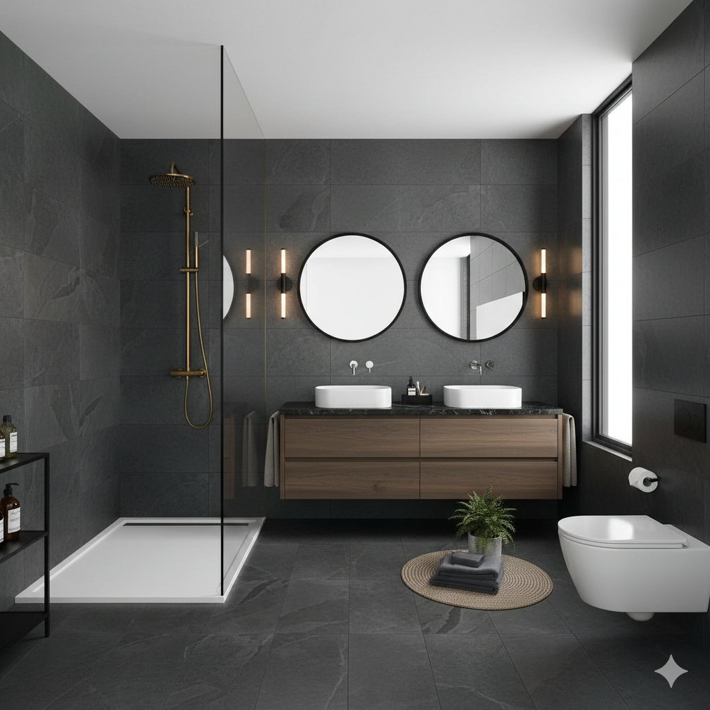 Lajedo Black Matt Porcelain Wall And Floor Tiles with R11 anti slip stone effect
