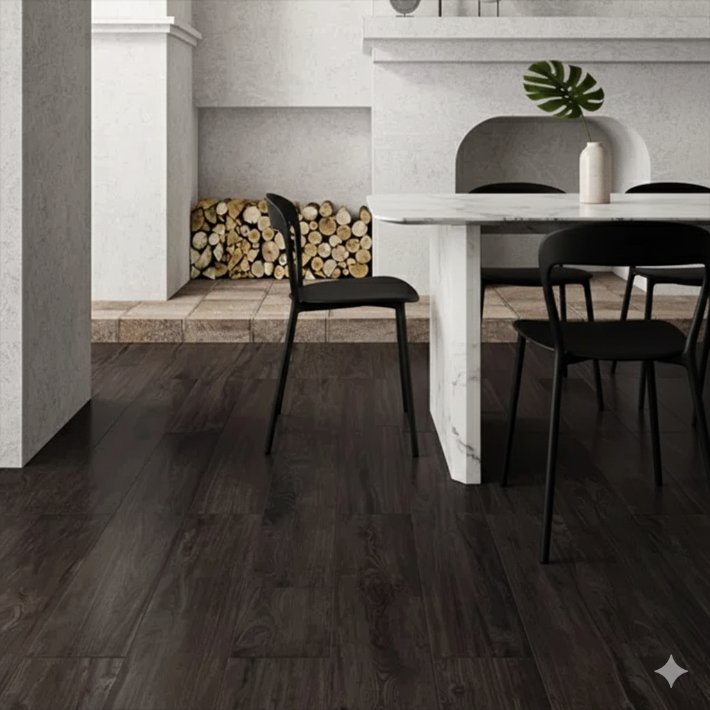 Letavole 4 Wenge Matt Porcelain Dark Brown Tiles with wood effect for stylish walls and floors.