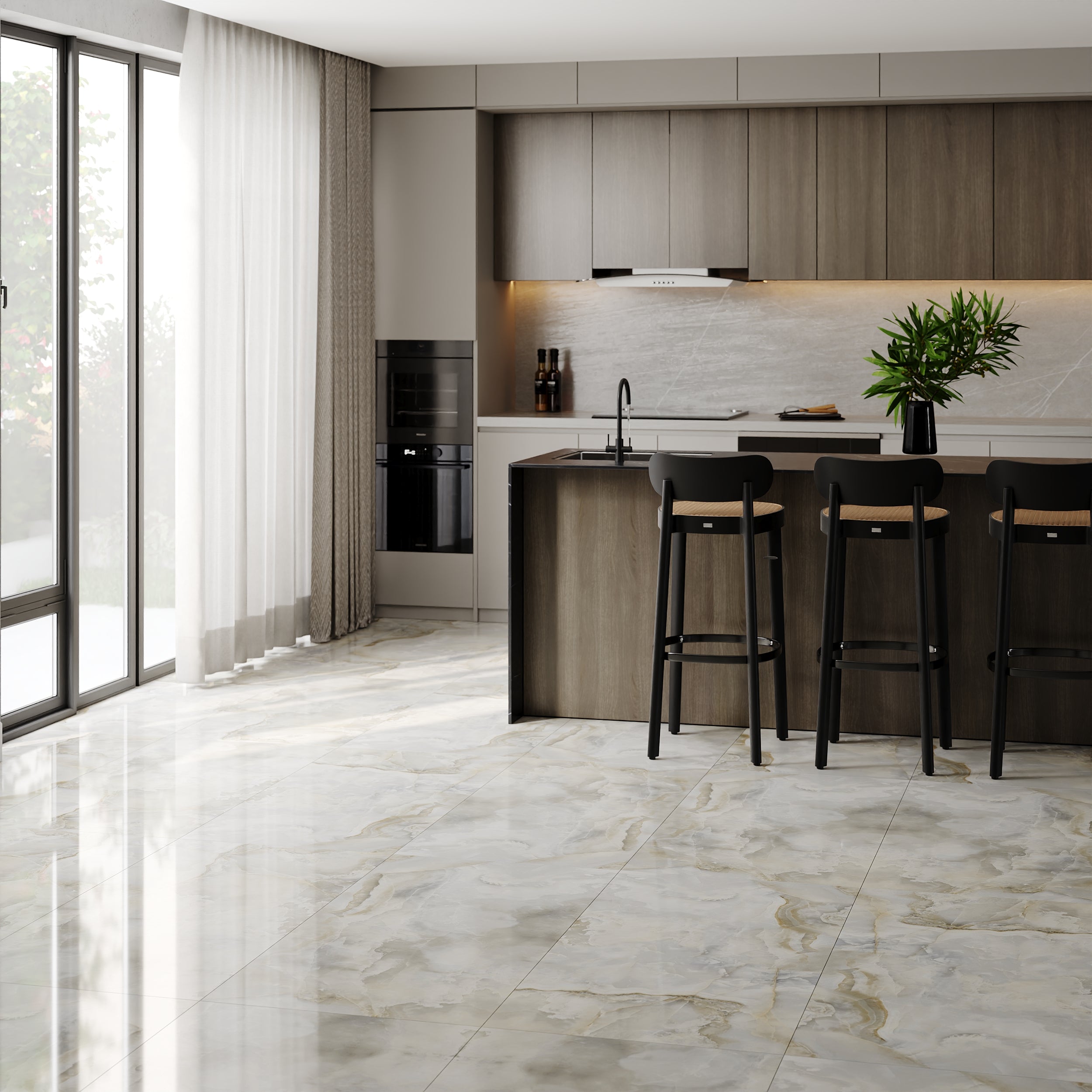 Luxury Onyx Marble Effect Porcelain Wall And Floor Tiles with high gloss finish