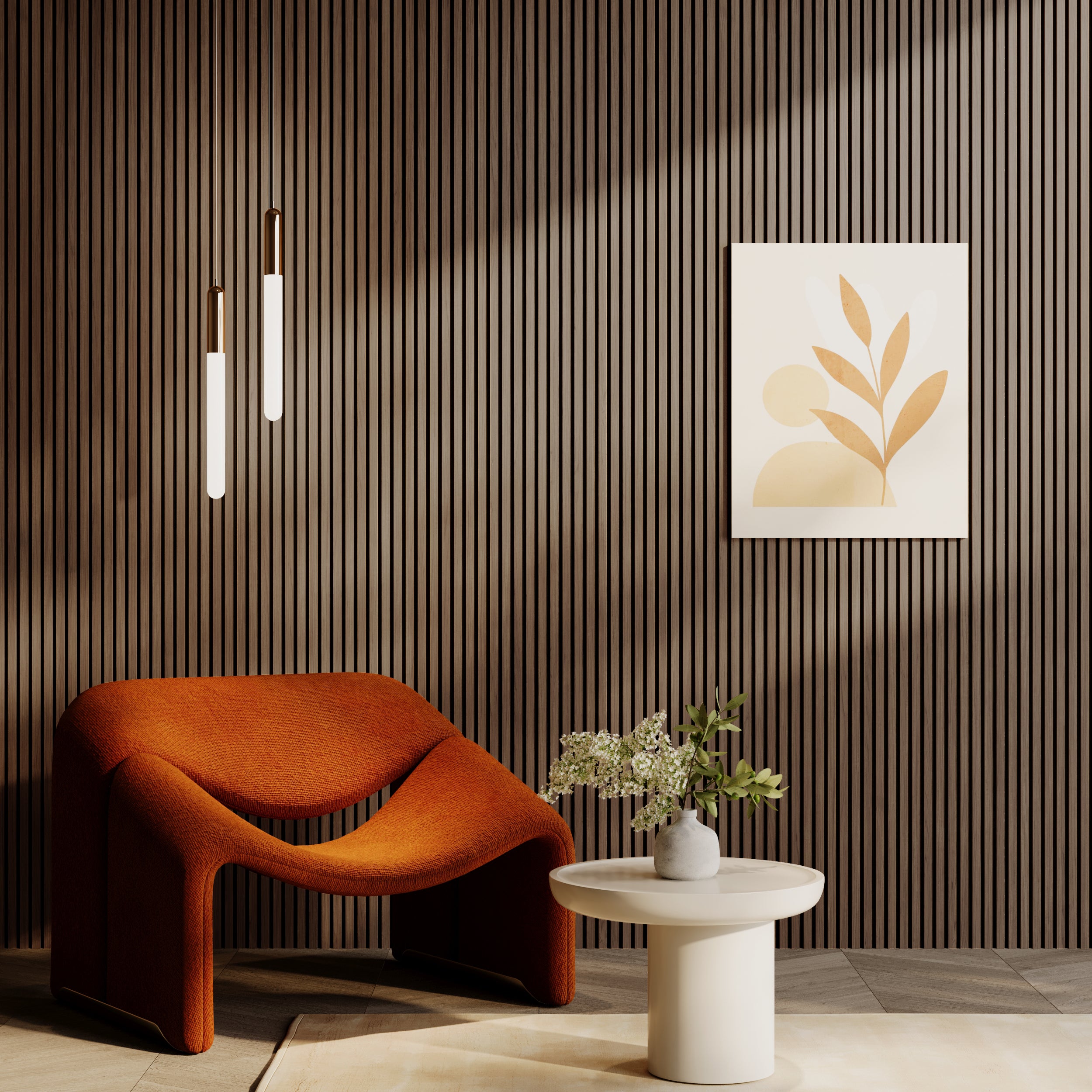 Maple Oak premium acoustic wall panels, soundproof wood design for bedrooms and modern living spaces.