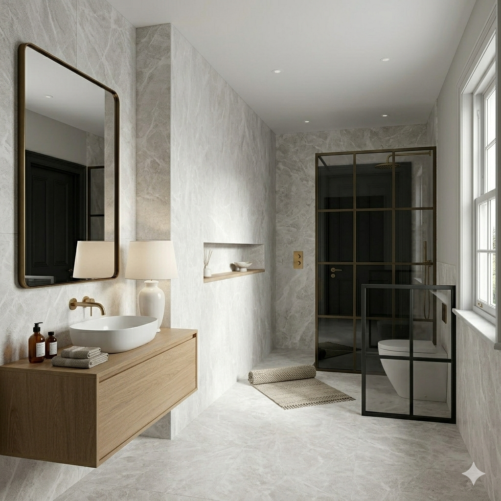 Matrix Bianco white marble effect Porcelain wall and floor tiles for elegant modern interiors