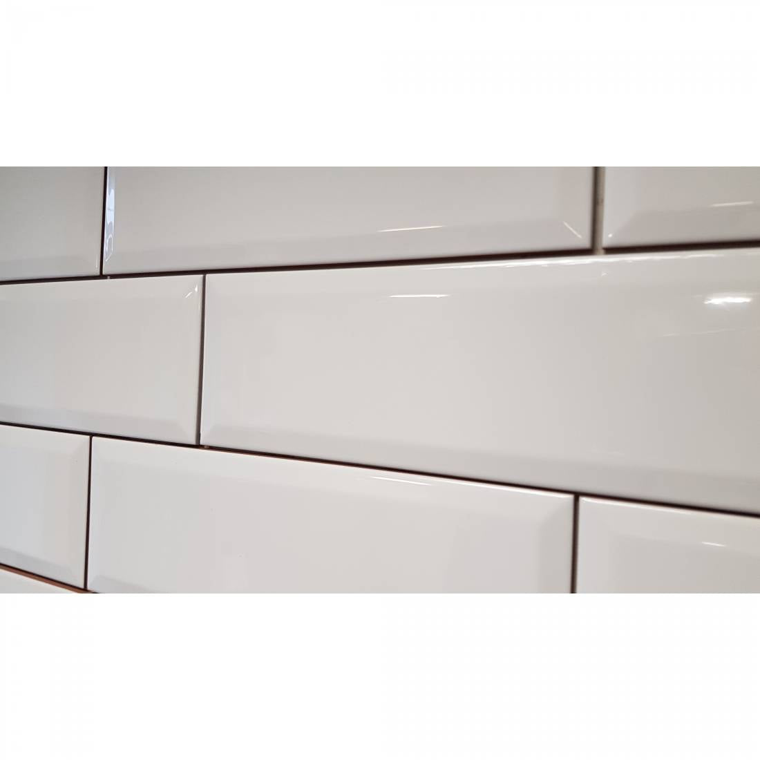Modern bevelled white porcelain wall and floor tiles with subtle matte finish