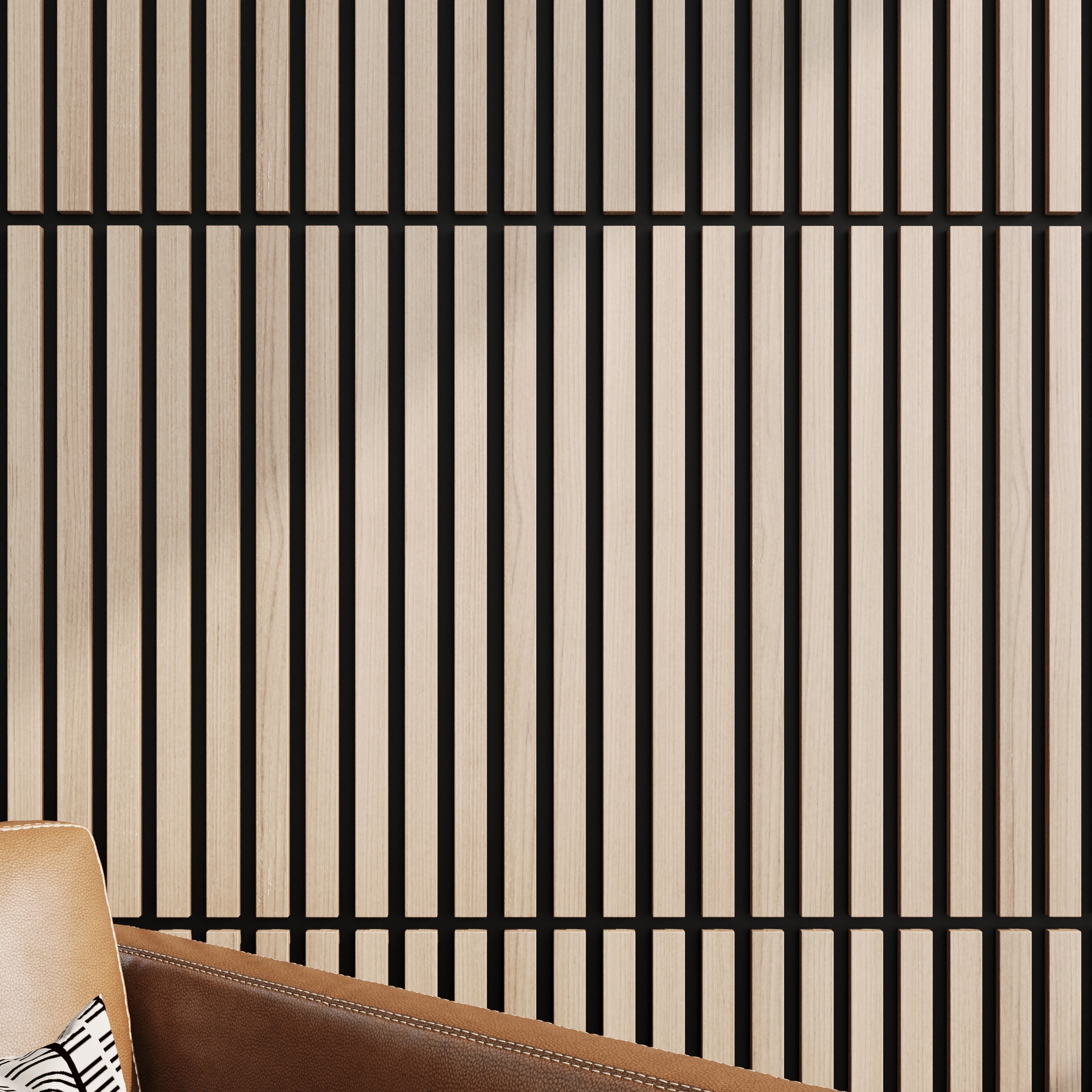 Natural white oak sound absorbing wall panels with modern veneer finish, Acoustic Boards 60x60