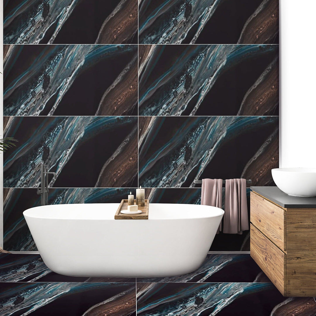 Parastico Turquoise Water-like Porcelain Wall And Floor Tiles with glossy large format design.