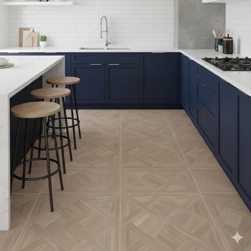 Parquet Cream Wood Effect Porcelain Wall And Floor Tiles with natural timber design for modern interiors.