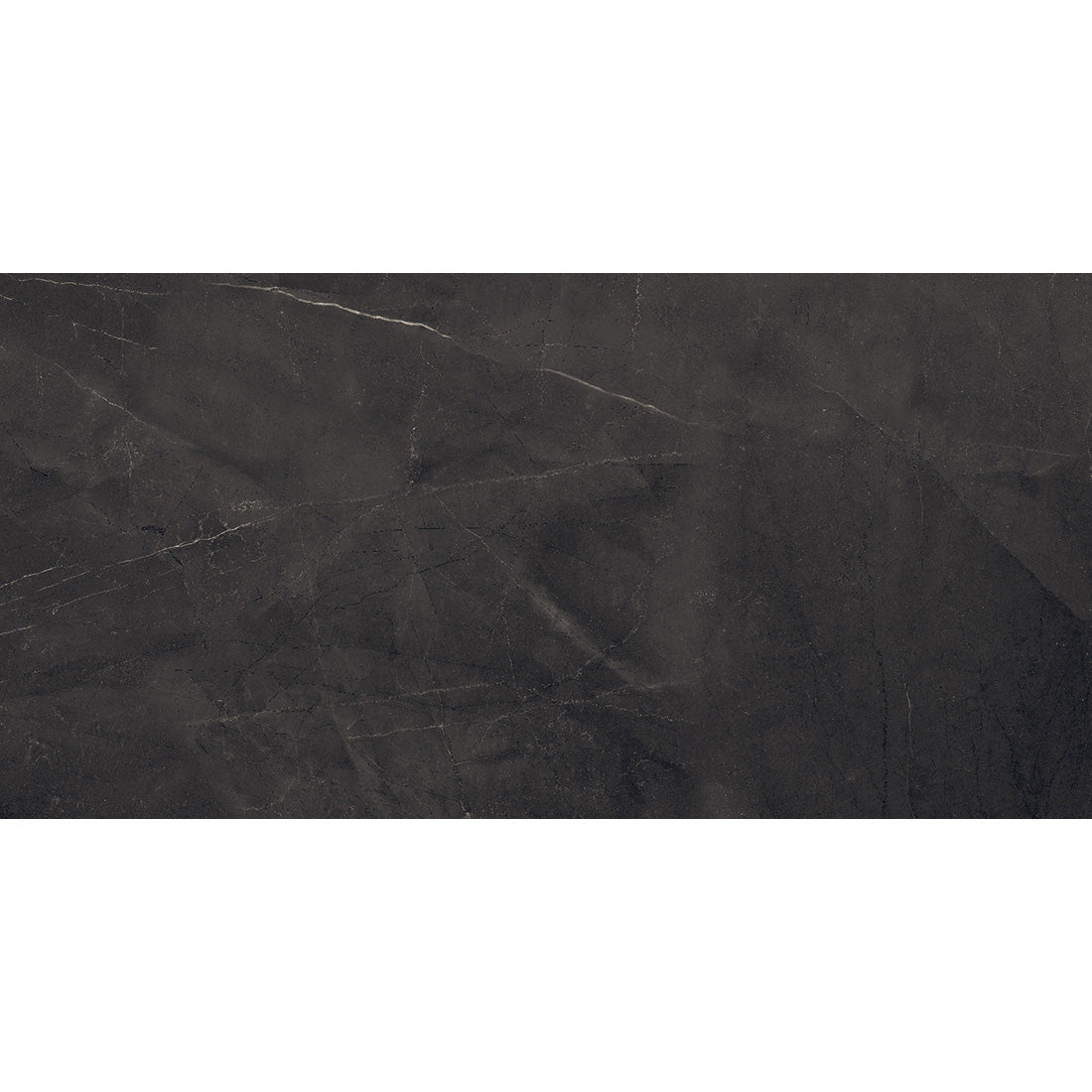 Polished black porcelain wall and floor tiles with rectified edges for seamless layout.