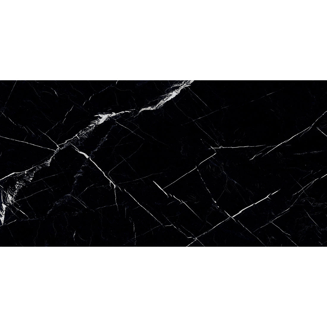 Polished Marquina Grace Black Porcelain Wall And Floor Tiles with six unique faces for realistic marble look.