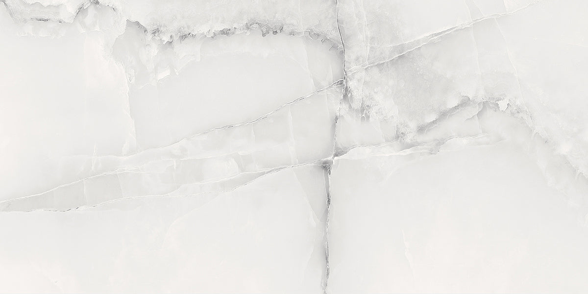 Polished Onyx Ice Silver Porcelain Wall And Floor Tiles reflecting light in contemporary interiors.