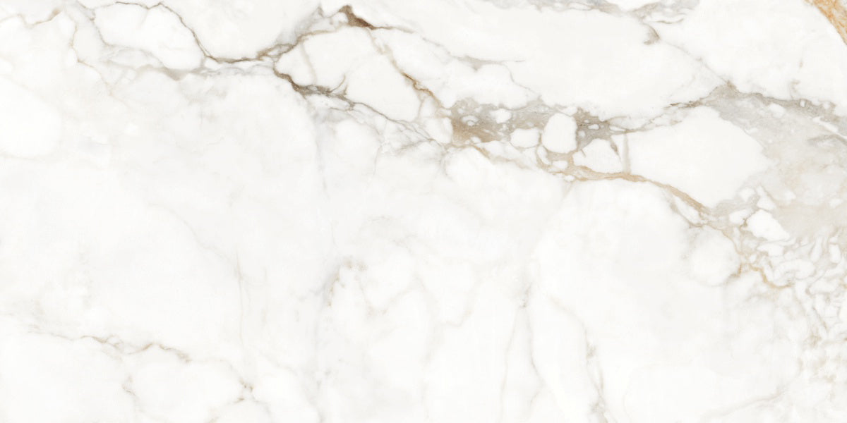 Porcelain wall and floor tiles with glossy gold marble design for feature walls