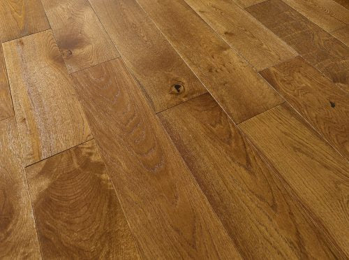 Premium golden oak engineered wood flooring with brushed texture, Porcelain Wall And Floor Tiles style
