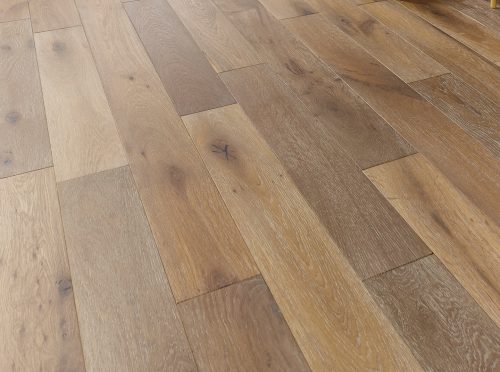 Premium grey engineered wood flooring with brushed texture and natural oak grain detail.