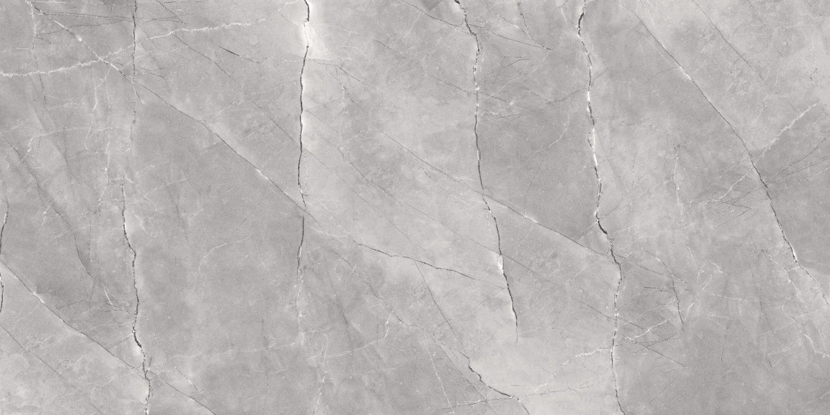 Premium grey porcelain wall and floor tiles with reflective glossy finish for stylish interiors
