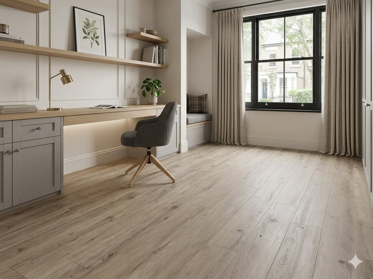 Premium Warm Grey Oak click vinyl LVT SPC Flooring with realistic timber look and rigid core strength
