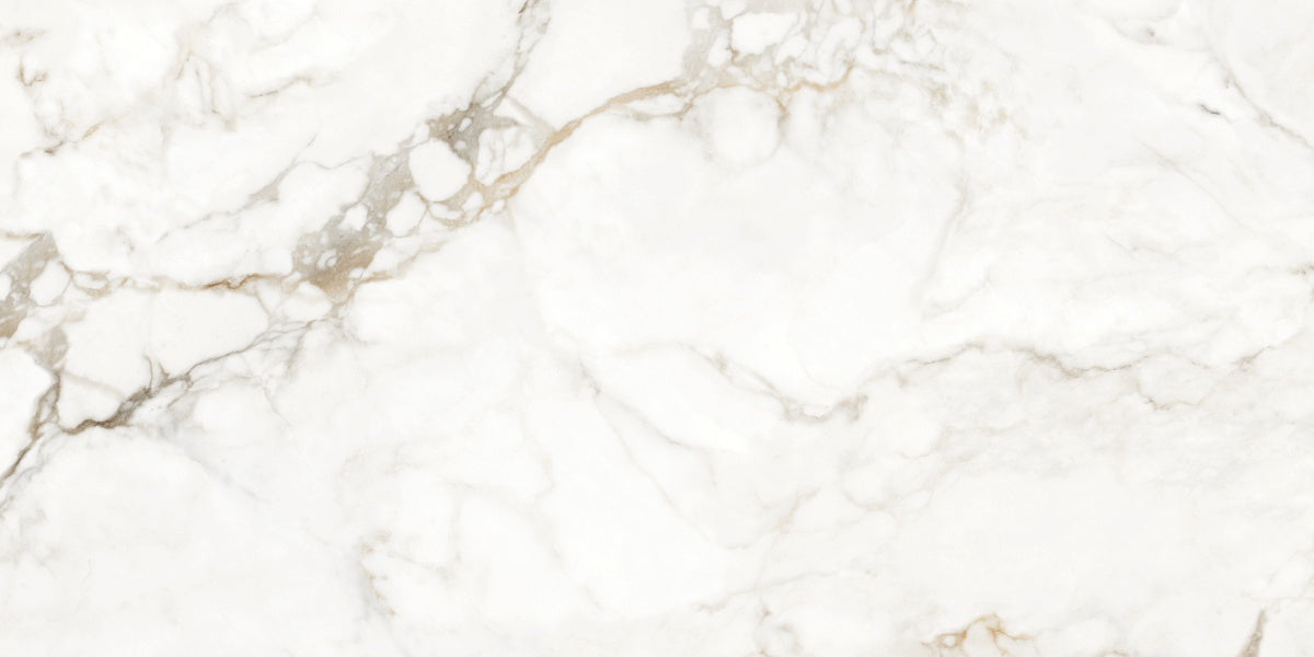 Reflective porcelain wall and floor tiles with elegant gold marble pattern